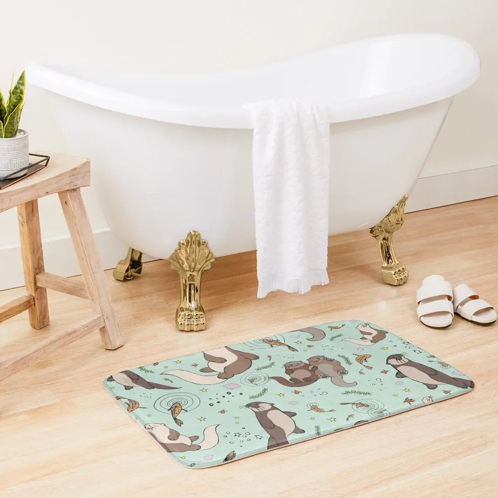 Sea Otters Bath Mat Bathroom Carpets External Entrance Doormat Water Absorbent Mat