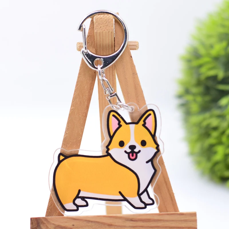Cute Dogs Keychain Arcylic Cartoon Figures Keyrings  Accessories Kids Gift
