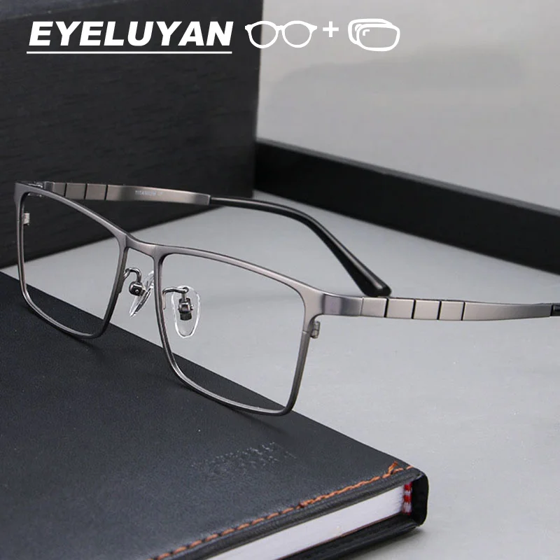 

Очки EYELUYAN с диоптриями на заказ, новинка 2026 года, для коррекции близорукости, оправа из чистого титана, квадратная, для мужчин (размер L)