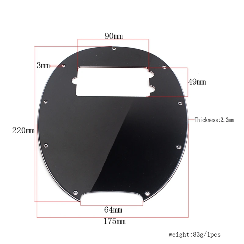 Plastic 3-Ply Pickguard Anti-Scratch Plate Black For Musicman 4 String Bass Guitar Accessory