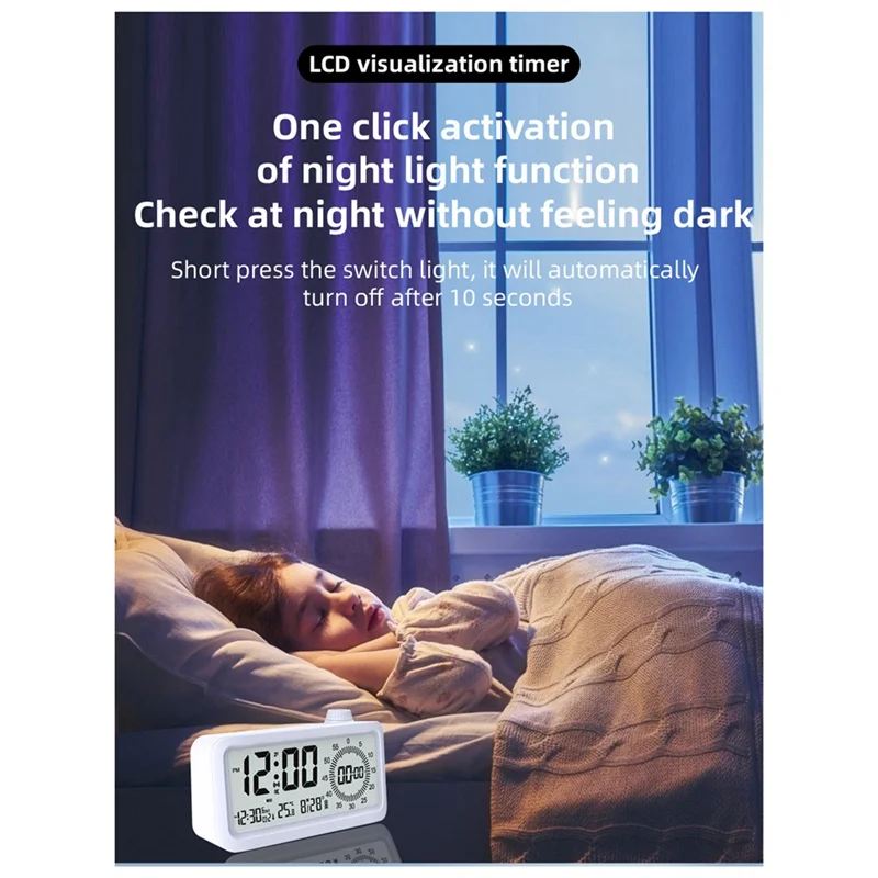 Jam Alarm Hitung Mundur ABGN Layar Ganda Visual Manager Jam Alarm Deteksi Suhu Sekitar Desain Tombol Jam