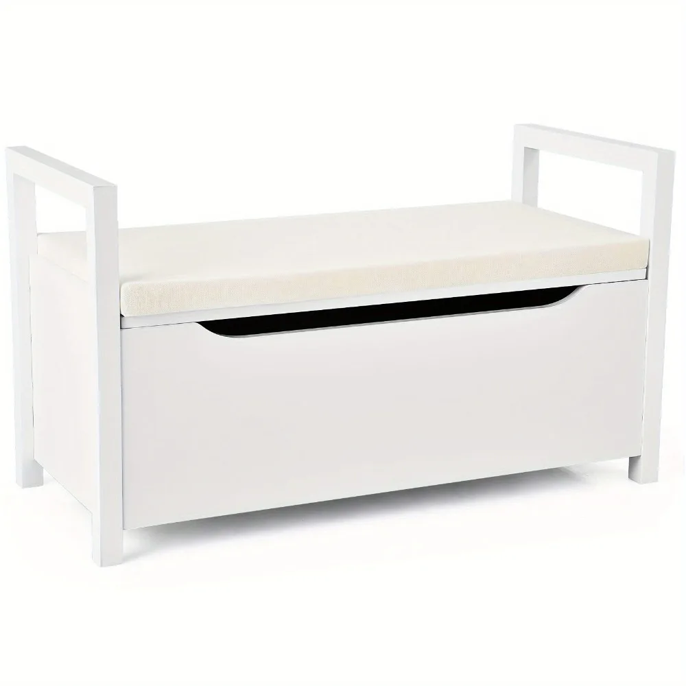 

Lifezeal Shoe Bench Storage Rack Cushion Seat Ottoman Bedroom Hallway Entryway White