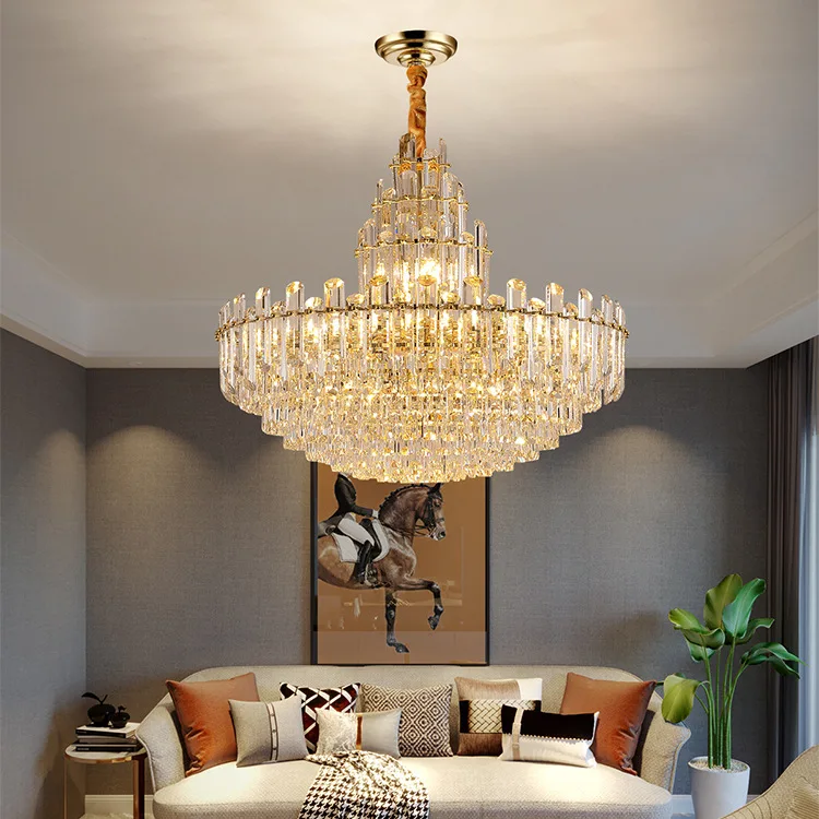 Modern light luxury crystal lamp living room chandelier Simple luxury villa lamps Minimalist dining room bedroom chandelier