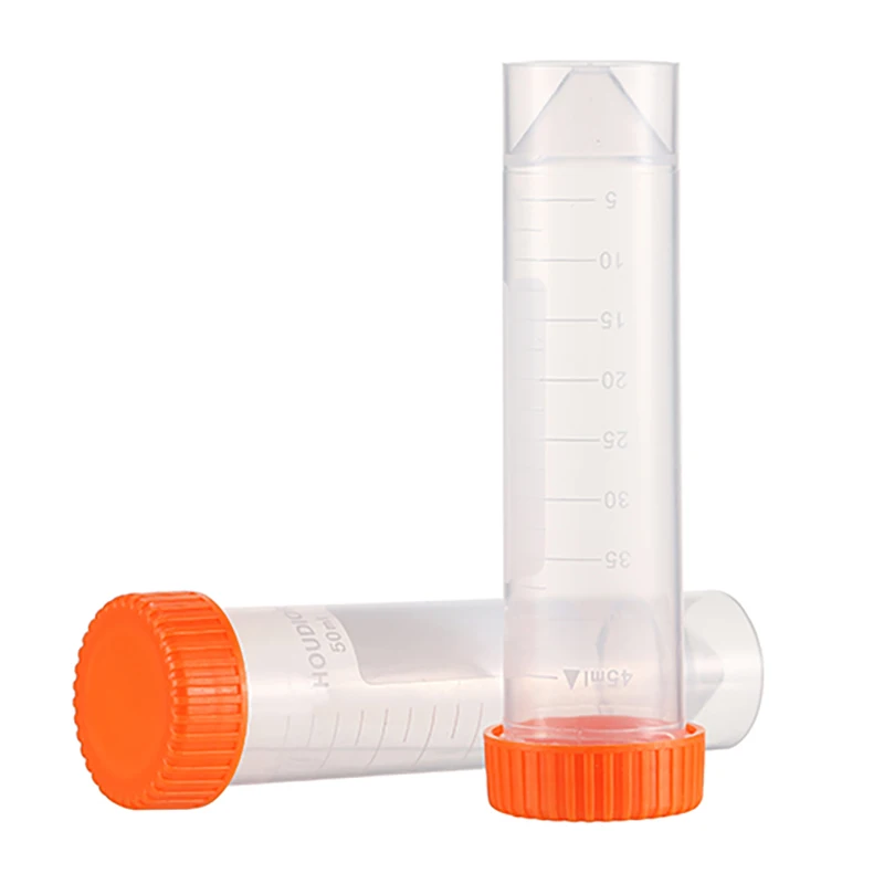 25Pcs 50ml Flat Bottom Centrifuge Tube Plastic Centrifugal Tubes with Scale Screw Cap Free-standing Laboratory Analysis Supplies