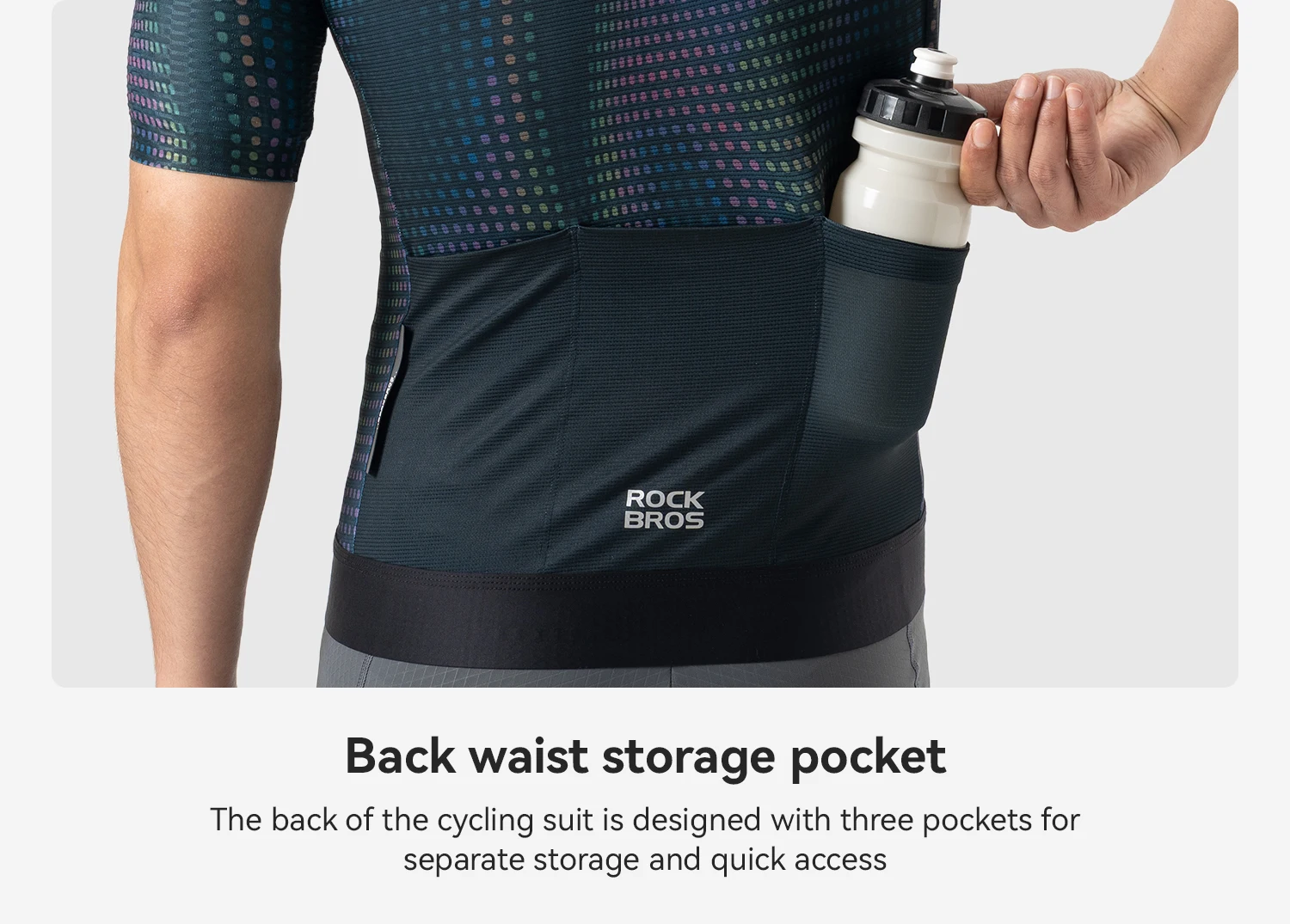 ROCKBROS Sommer-Radtrikot Leichtes Hochelastisches Oberteil Atmungsaktives Schnelltrocknendes Kurzarm-Trikot Herren-Radsportbekleidung – Detail 12