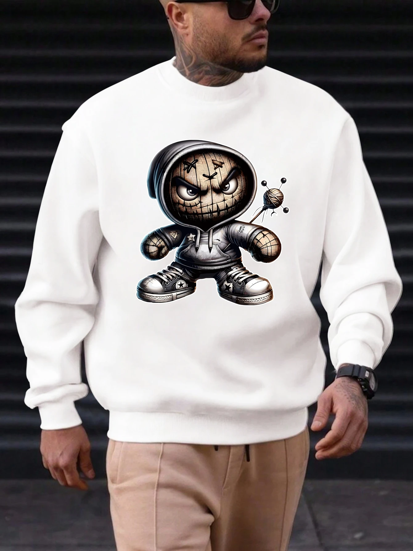 

2025 New Men's Cotton Sweatshirt Line Doll Pattern Printing Round Neck Fashion Casual High Quality Daily Top Clothing
