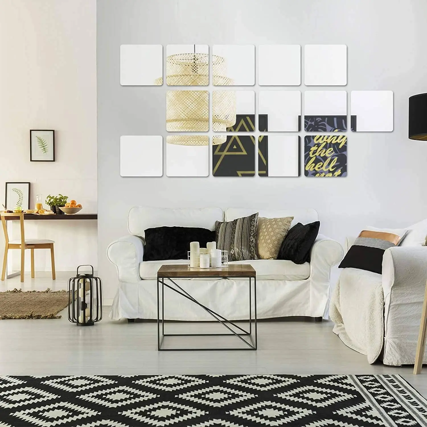 16pcs Mirror sticker Self Adhesive Mirror Wall Sticker Acrylic Square 15x15cm Decorative Wall Mirrors Home Bathroom Decoration