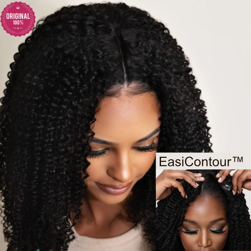 Beauty Forever EasiContour Kinky Curly V Part Wig Human Hair Ventilation V Shape Machine Made Human Hair Wig Upgrade Cap