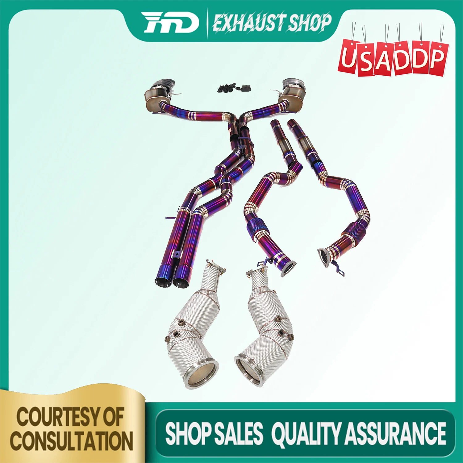 

Выхлопная труба HMD Catback для Audi RS6 C8 4.0T Ti OEM Клапан Глушитель Водосточная труба и резонансная трубка Установка без потерь