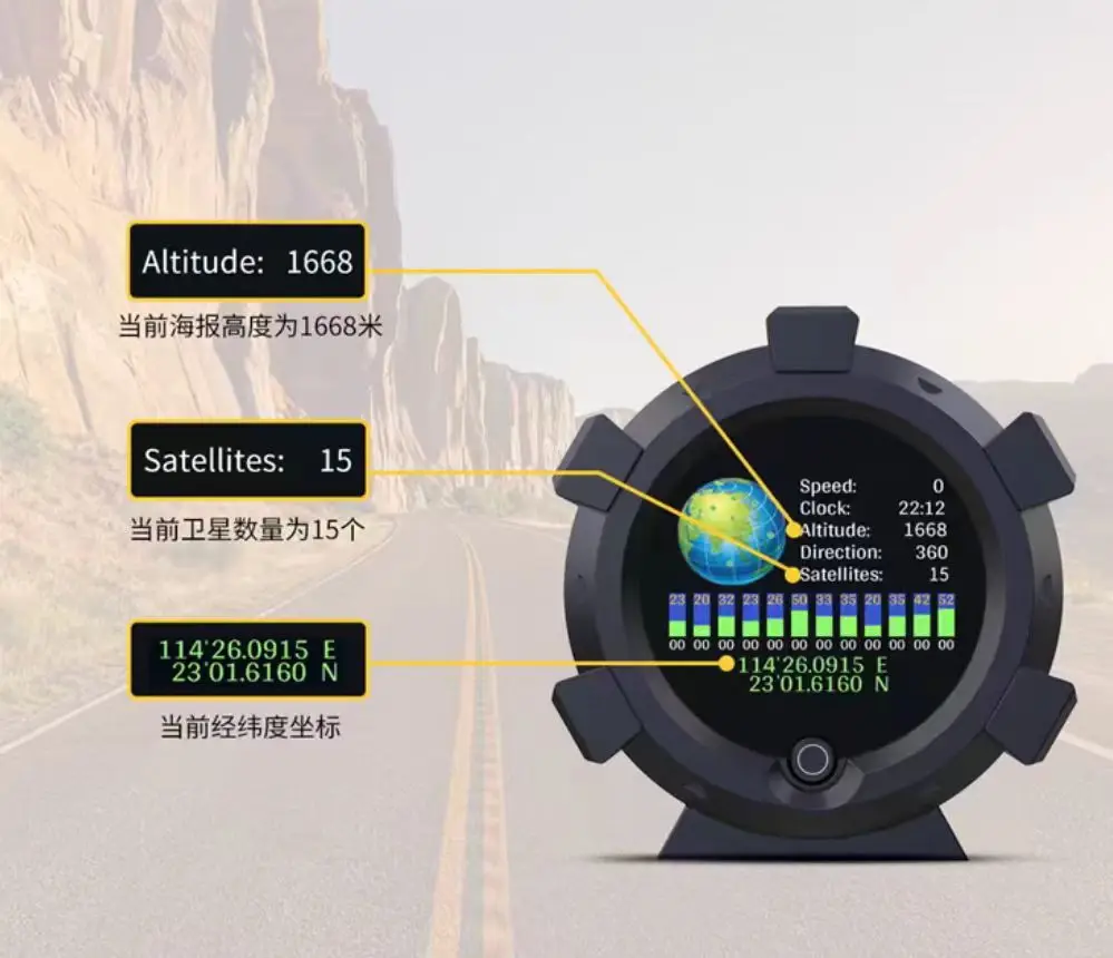 مقياس الميل الرقمي متعدد الوظائف للسيارة GPS زاوية السرعة المنحدر متر للمركبات على الطرق الوعرة لسوزوكي جيمي 2019 +
