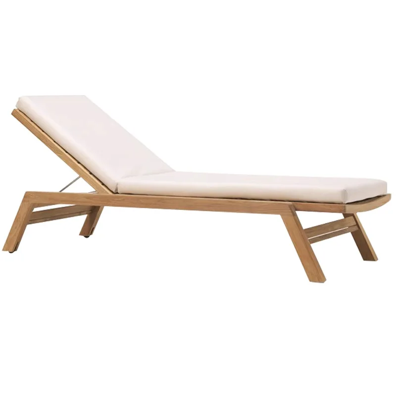 High-end outdoor lounger villa hotel swimming pool lounger outdoor leisure garden courtyard teak waterproof sunscreen bed