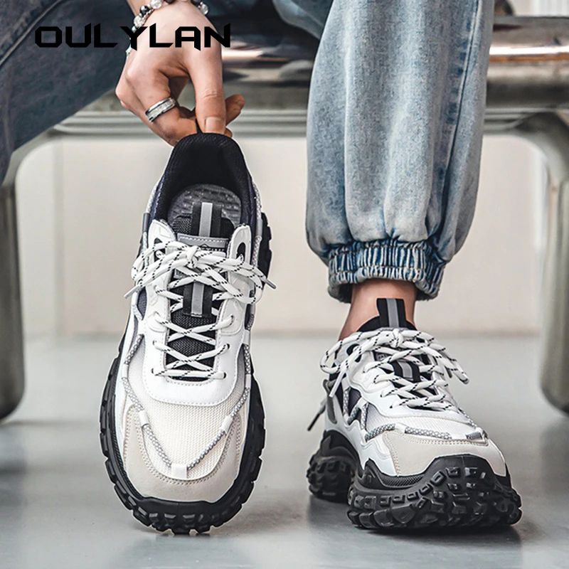 Men's Fashion Shoes Men's Casual Shoes Tire Bottom Lace-up Sole Men's Shoes Thick-soled Outdoor Sports Shoe for Men Size 39-44