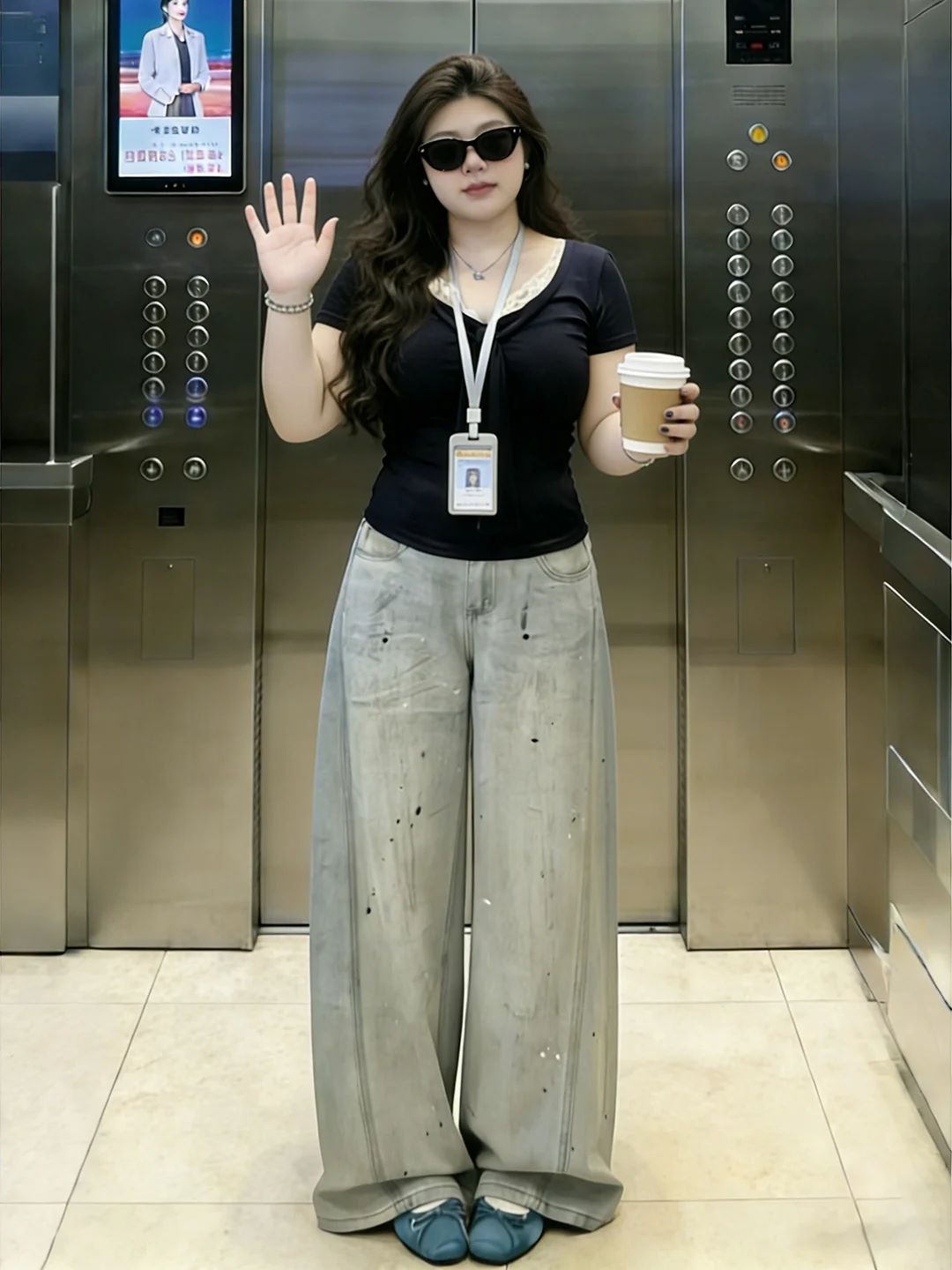 

Джинсы больших размеров в американском ретро-стиле для женщин: широкие брюки-клеш в пол для полных фигур, моделирующие фигуру, для грушевидной фигуры