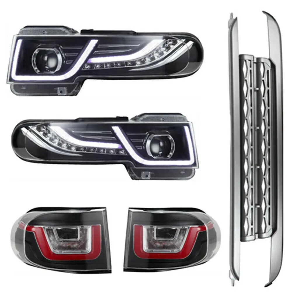 For 2007-2015 Toyota FJ Cruiser LED DRL Headlights With Grille and Rear Stop Led Tail Lights Assembly