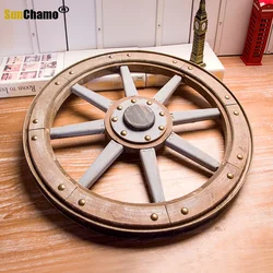 Fashion Ancient Carriage Old Wooden Wheel Imitation Steering Personality Hotel Decorative Tire Mural  Farmhouse Home Decor