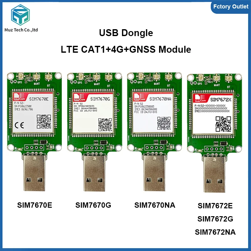 Good Deal USB Dongle With Antenna 4G+GNSS LTE CAT1 Module SIM7670E SIM7670G SIM7670NA SIM7672E SIM7672G Modem Breakout Kit