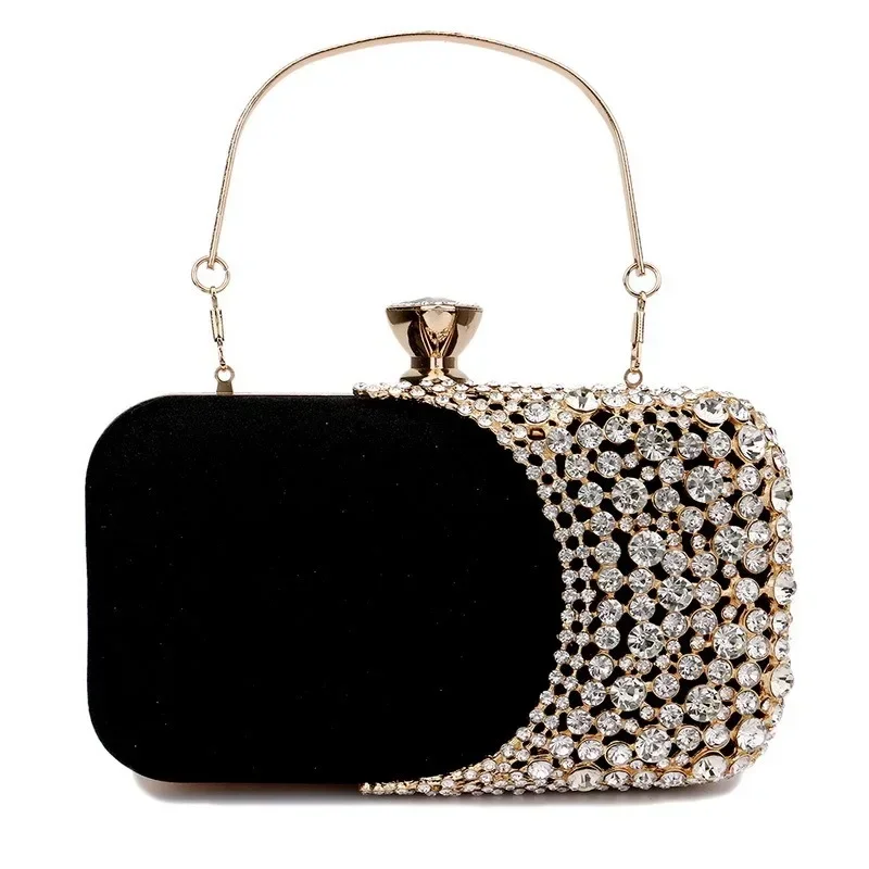 Elegant Black White Evening Bags New Fashion Beading Purses Wedding Party Mother Handbags for Women Crossbody Round Clutch