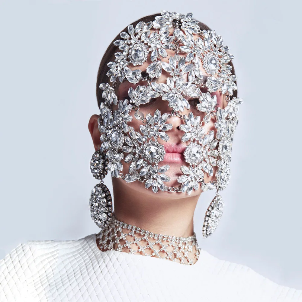 Unique Makeup Ball Mask Personalized Festival Party Performance Diamond Mask European and American Female Mask