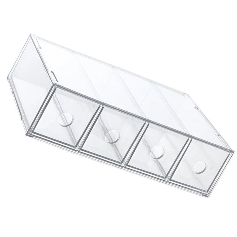 

Acrylic Makeup Storage Box 4 Compartment Transparent ganizer Vanity Case Cosmetics Drawer Jewelry Holder Dresser