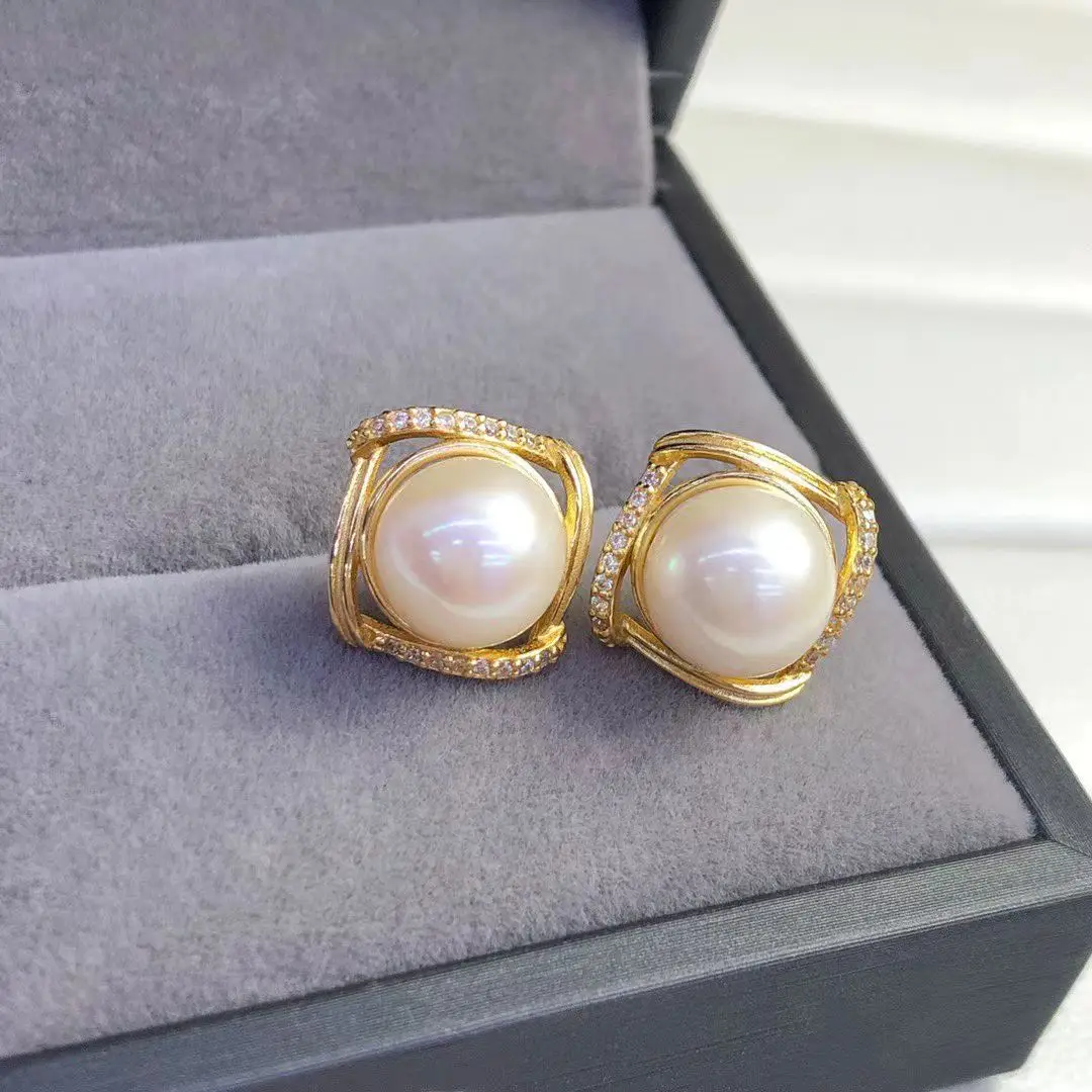 

Оптовая продажа, серьги из стерлингового серебра S925, фурнитура для крепления, базовые монтажные детали, аксессуар для жемчуга 8-9 мм, 5 пар/лот