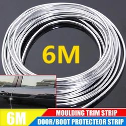 6M Car Door Chrome Moulding Trim Strip Edge Scratch Guard Protector Cover Strip Roll Chrome Styling Moulding Trim Strip