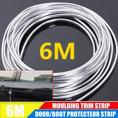 6M 자동차 도어 크롬 몰딩 트림 스트립 엣지 스크래치 가드 보호기 커버 스트립 롤 크롬 스타일링 몰딩 트림 스트립