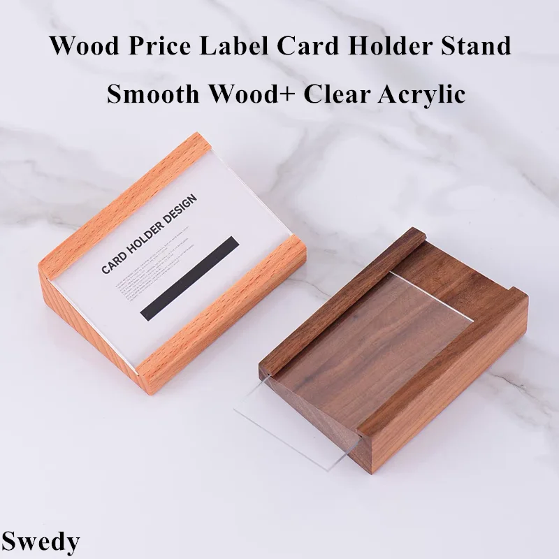 

90x54mm Solid Wood Table Card Holder Display Board Price Label Board Acrylic Sign Holder Price Tags