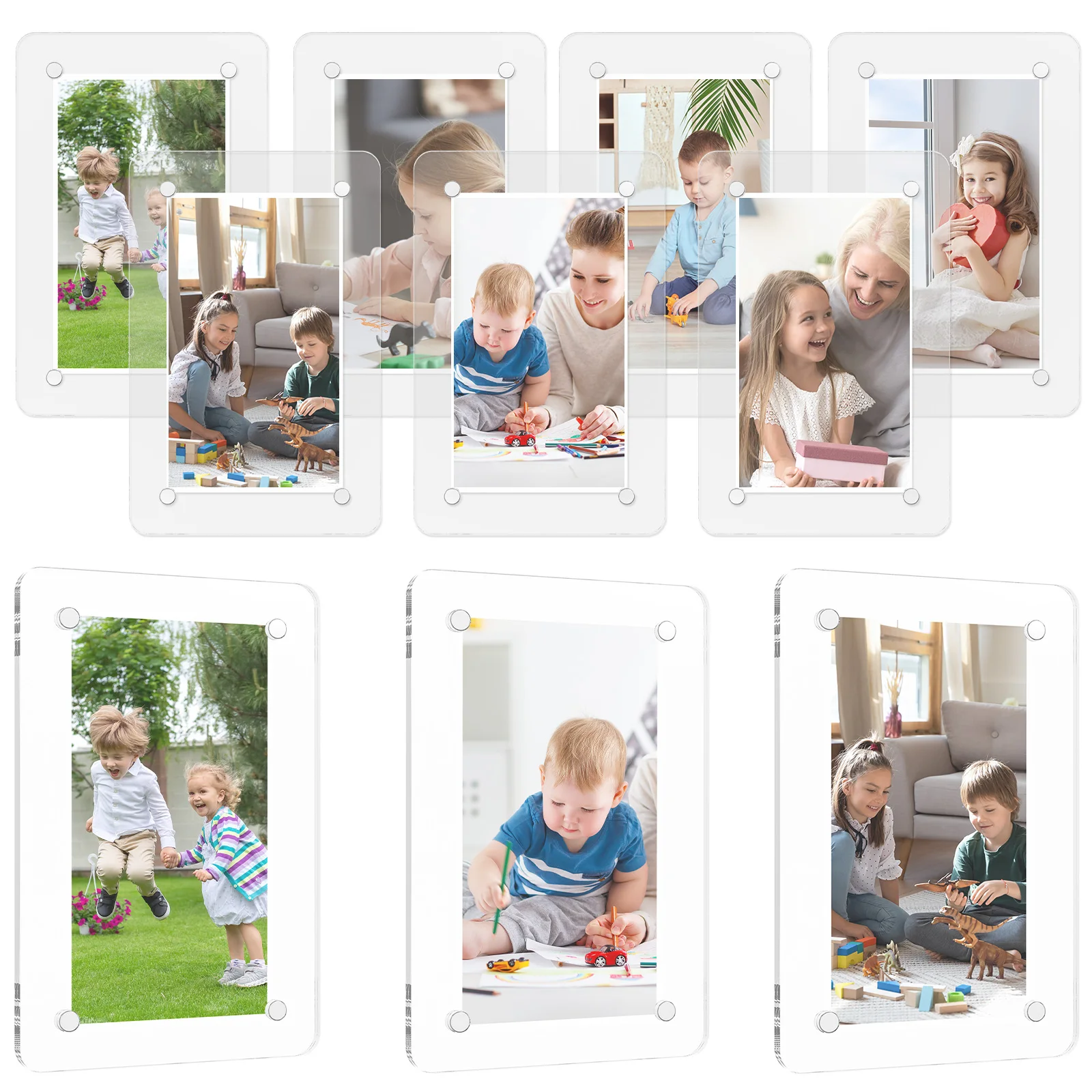 10Pcs Fridge Magnetic Photo Frames Double Sided Refrigerator Photo Holder Clear Acrylic Refrigerator Magnet Picture Frame