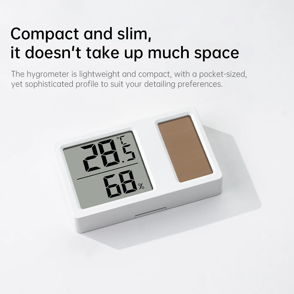 Solar power Temperature and Humidity Meter Mini Portable Humidity Digital Electronic Temperature Detection Meter for Bedroom