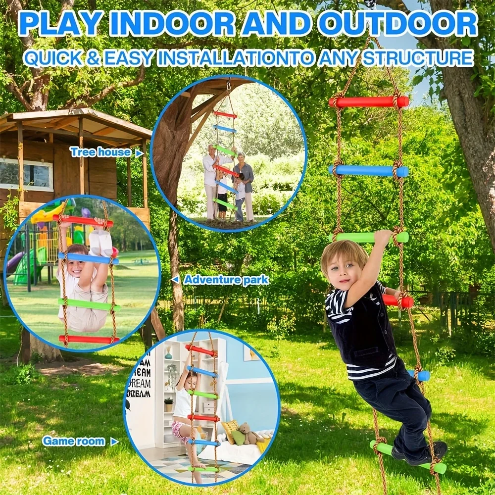 Columpio de escalera de escalada colorido para niños, juguete de PE duradero y colorido, equipo de patio de juegos interior/exterior para patio de casa, 1 ud.