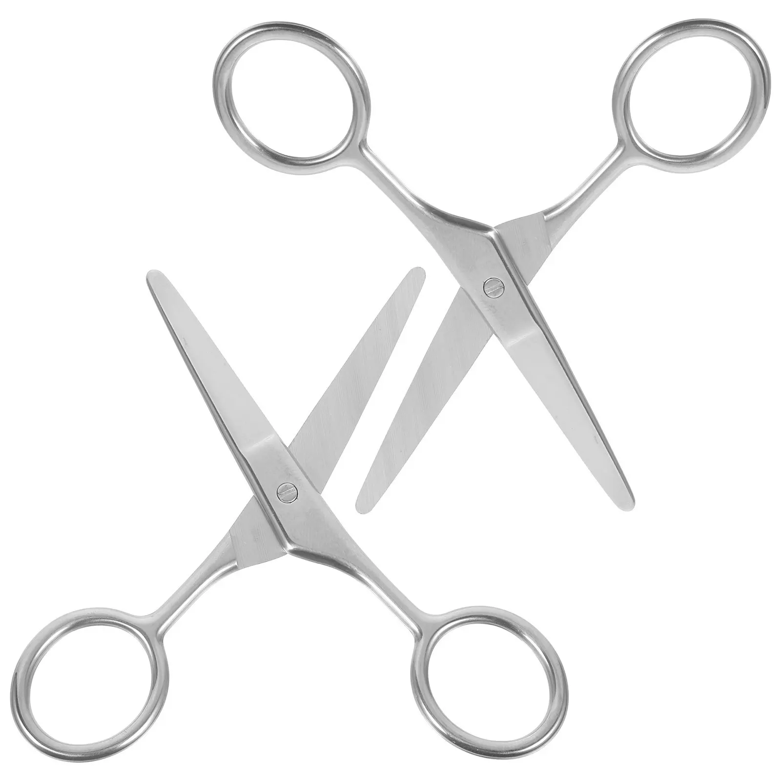 

2Pcs Stainless Steel Nose Hair Scissors Round Tip Eyebrow Trimmer Small Beauty Scissors Facial Hair Grooming Tool