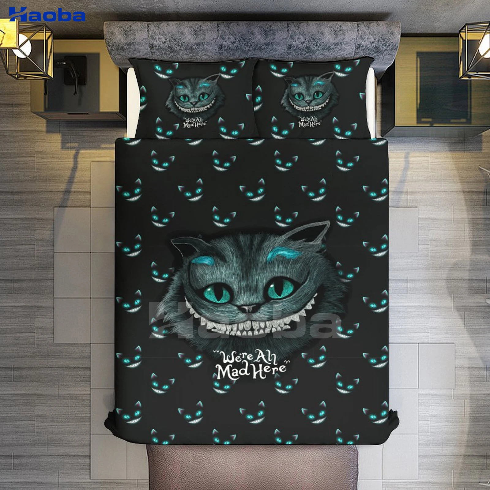 Cheshire Cat Three Piece Bedding Set Children or Adults for Beds Quilt Covers Birthday Gifts for Women Men