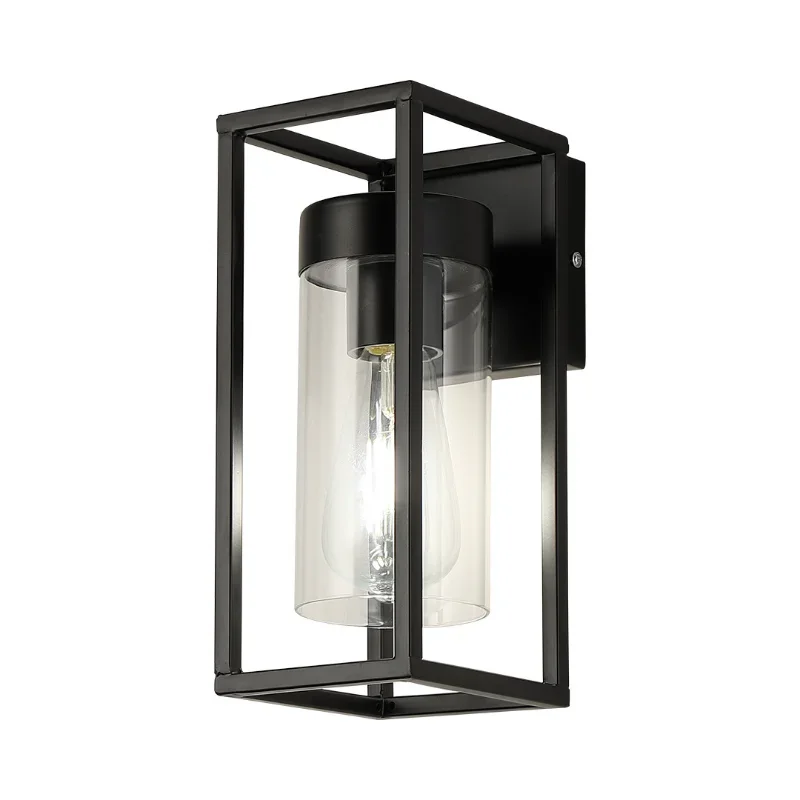 American Modern Industrial Retro Wall Lamp Wrought Iron Glass Box Outdoor Restaurant Nordic Bar Aisle Loft Led Black Wall Light