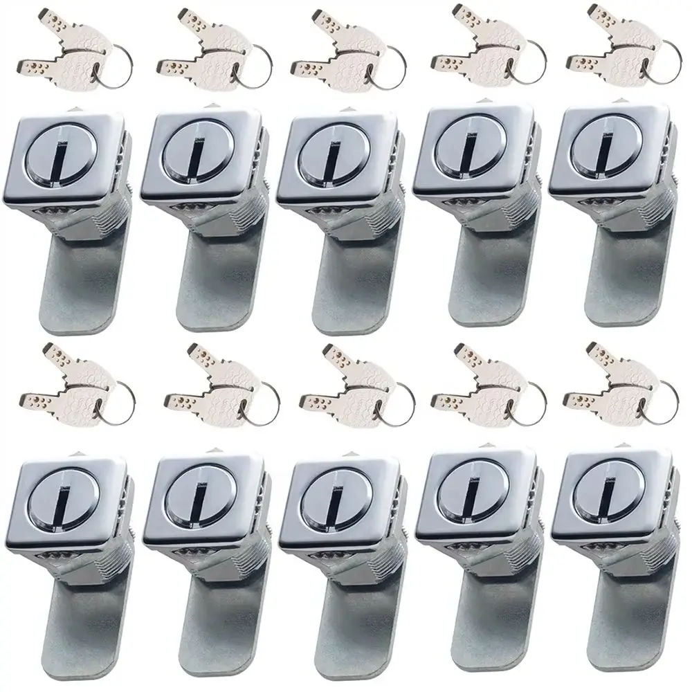 

HOT 10PCS Zinc Alloy Industrial Cam Locks Distribution Box Lock Chassis Lock Switch Electric Cabinet Door Locks Chromed + Keys