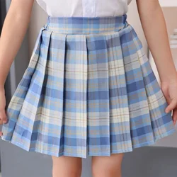 Girls Pleated Skirt, Kidsren's Four-Season Short Skirt, Versatile Girl's A-Line Skirt, Medium and Large Kidsren's Skirt, Summer Plaid Multi-Color Skirt