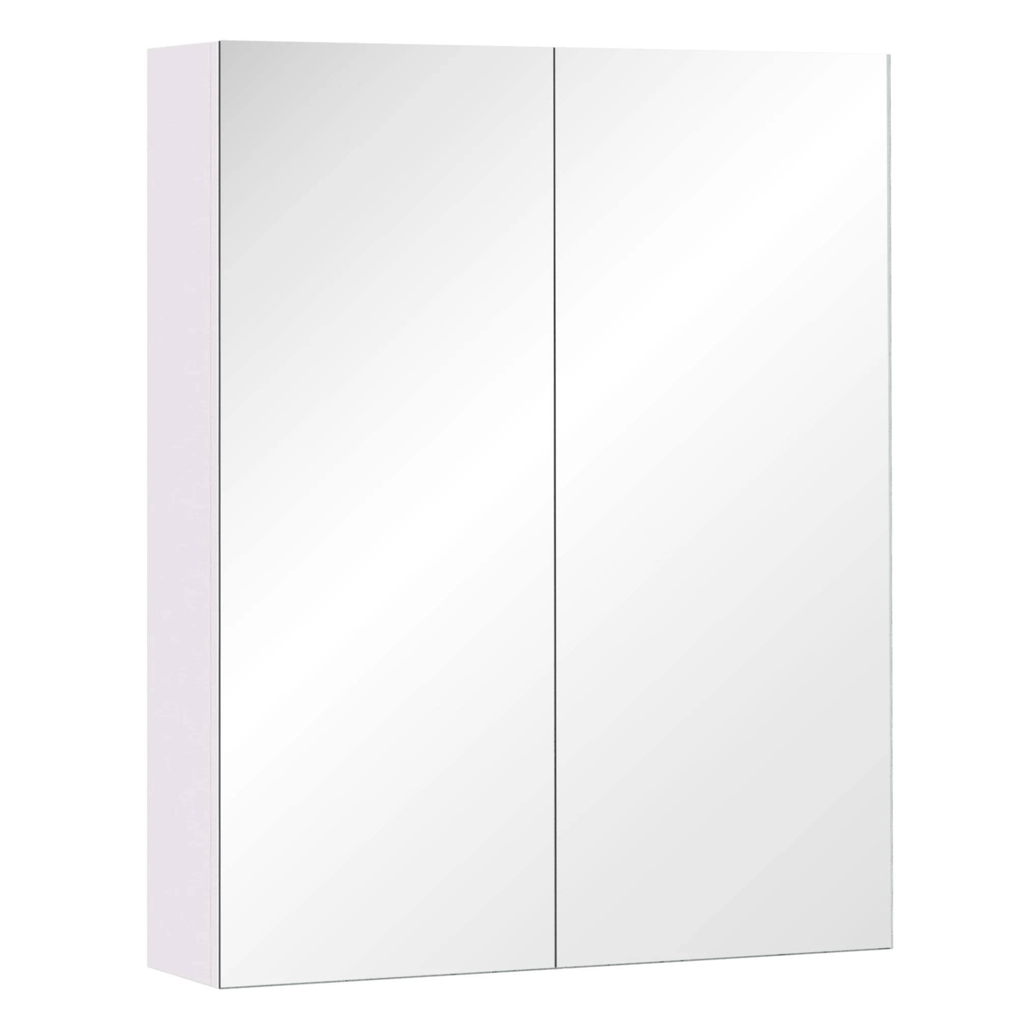 HOMCOM Armadietto da bagno a parete con specchio, 60x75 cm, mobile da bagno, armadietto WC con ripiano regolabile, Bianco
