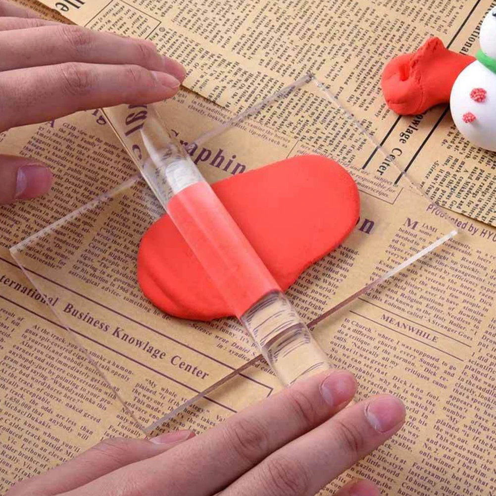 

Acrylic Rollers Tools Set for DIY H made Sculpting Air Pottery Backing Board Carving Supplies Adjustable Thickness Storage