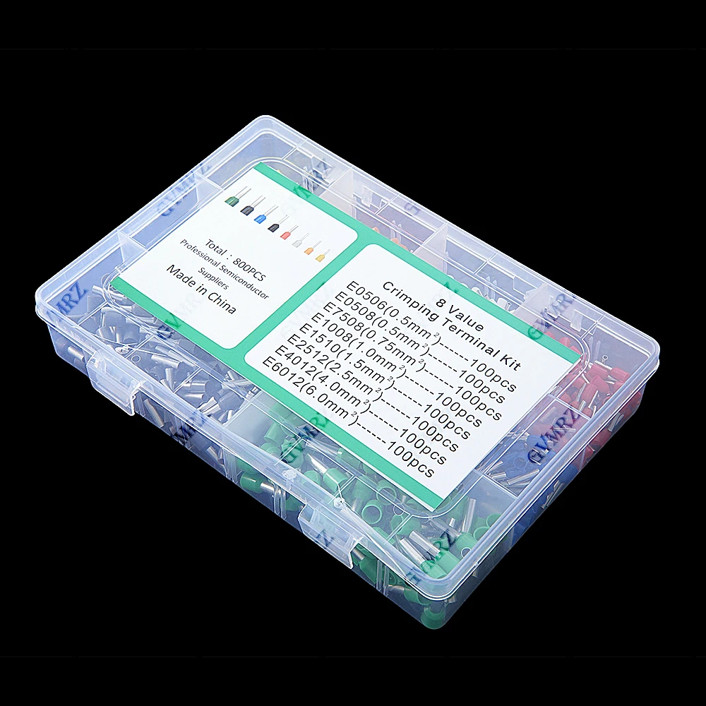 800PCS Ferrules Terminal Connectors Electrical Tube Insulated Terminal VE Tubular Crimp Terminals Wire Cable Connector KIT