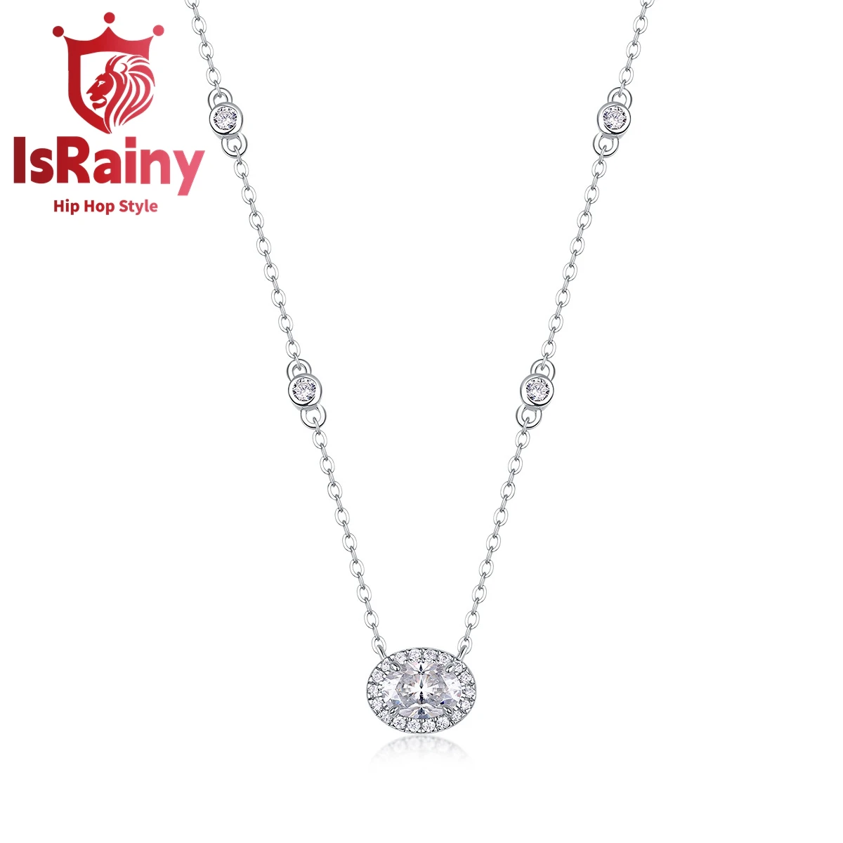 IsRainy Hip Hop Rock 100% 925 Sterling Silver Sparkling GRA Moissanite Diamond Pendant Necklaces Fine Jewelry for Women Men Gift