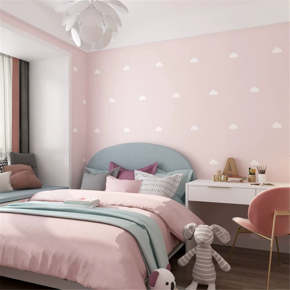 Check papel parede 3d Blue clouds wallpaper Children's Room TV background Pink wallpapers for living room bedroom 3D wall paper
