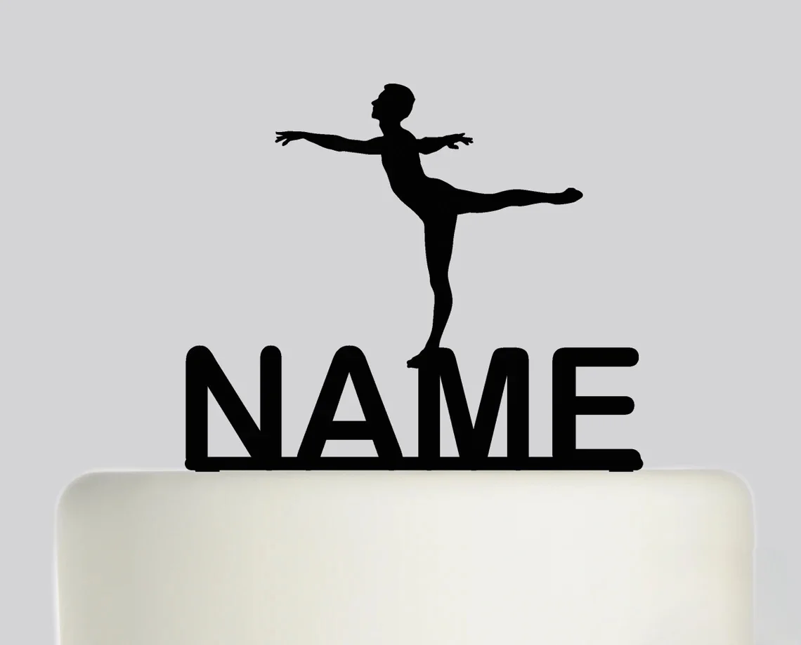 

Birthday cake topper Gymnast Gymnastics Personalised acrylic cake topper, Various colours and sizes. High quality item, keepsake