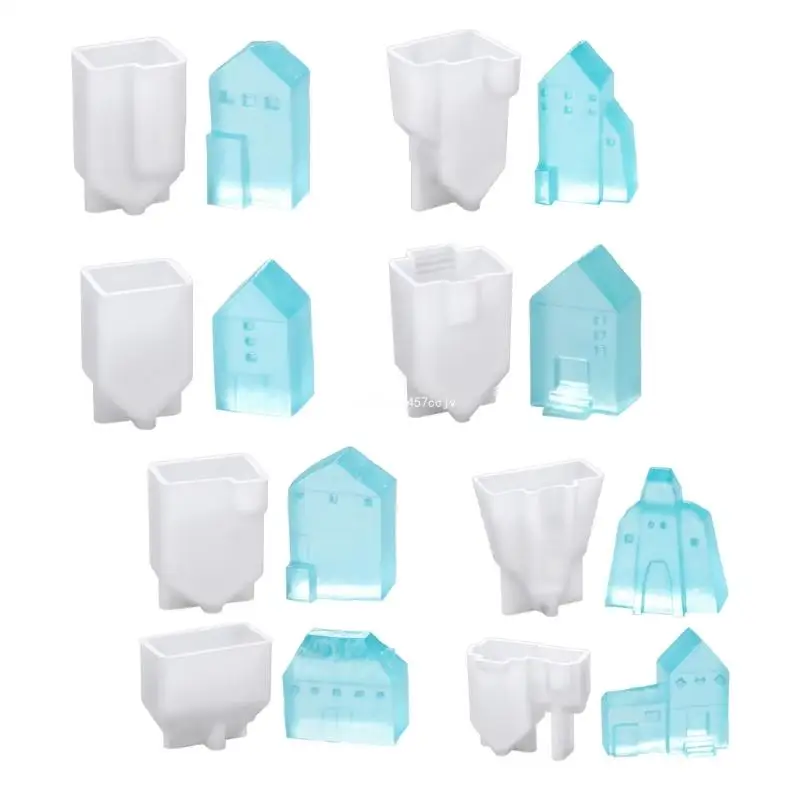 8Pcs Creative Silicone House Mould Set for Detailed European House Models Dropship