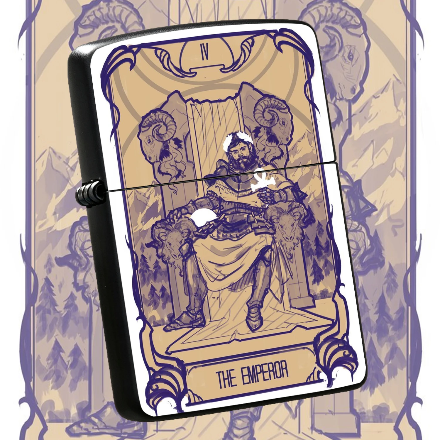 Vintage Tarot The Emperor Iv Retro Line Art Style Portable Creative Unique Collectible Igniter Practical Gift For Men Enthusiasts Daily Use Ignition Tool For Outdoor Indoor A Fun And Humorous Lighter
