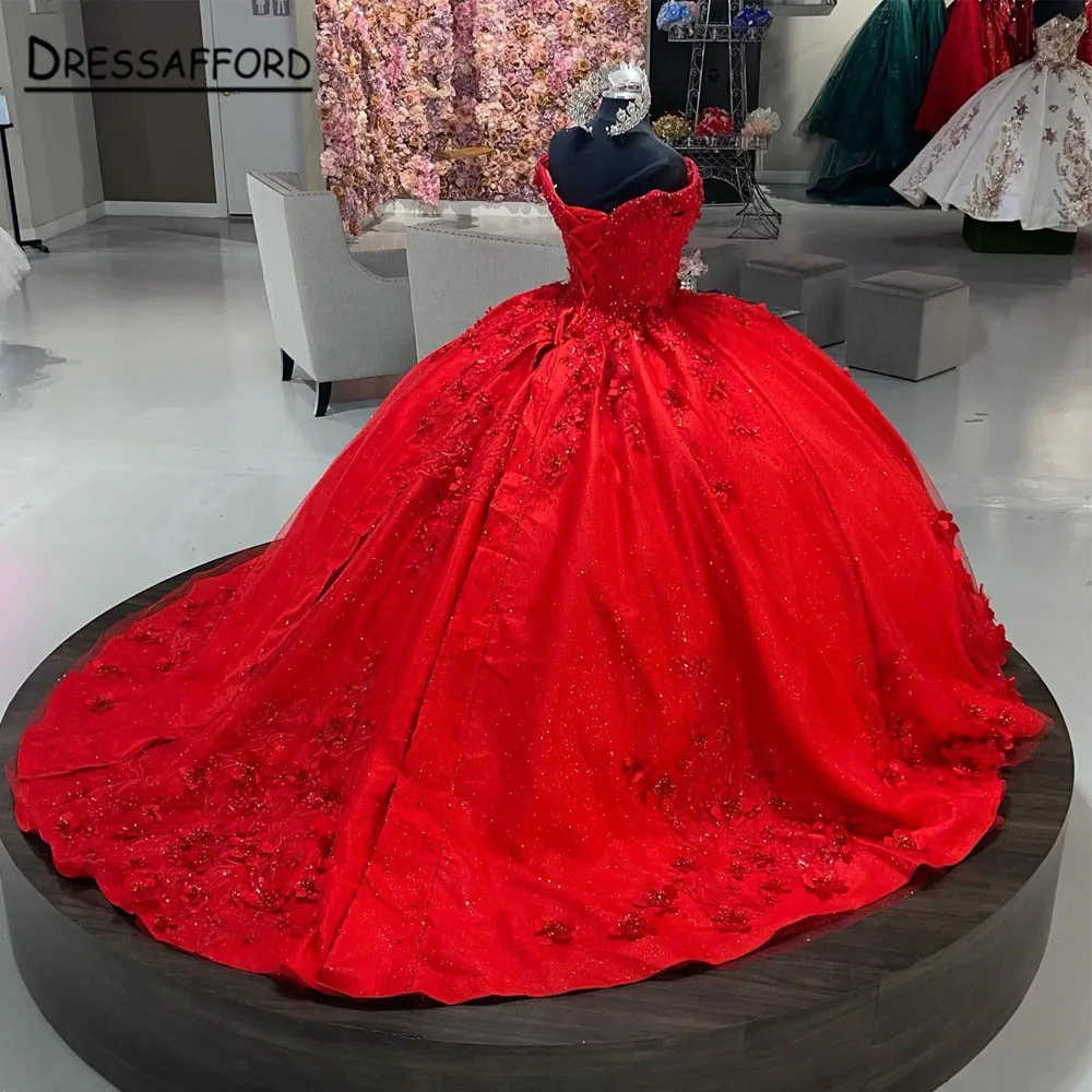 Quinceanera vermelho vestidos de baile inchado tule rendas apliques miçangas 2022 doce 15 16 vestidos festa baile vestidos