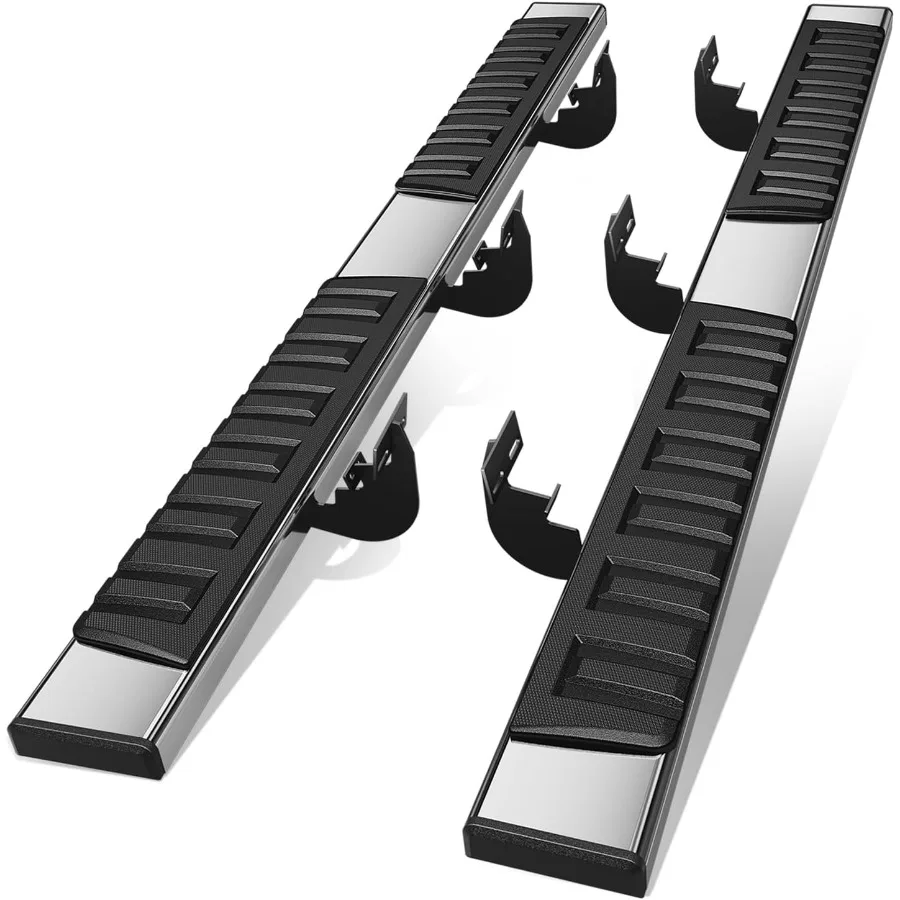 لوحات تشغيل مسطحة متوافقة مع 2009-2024 دودج رام 1500 2500 3500 كابينة دائرية 4 أبواب من الفولاذ المقاوم للصدأ خطوات جانبية للسكك الحديدية Nerf Bar