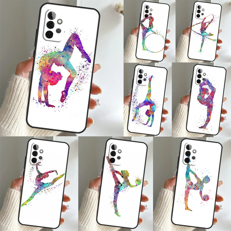 Gymnastics Watercolor Printing Case For Samsung Galaxy A52 A32 A12 A54 A53 A34 A33 A23 A13 A14 A52S A21S A71 A51 A50 Coque