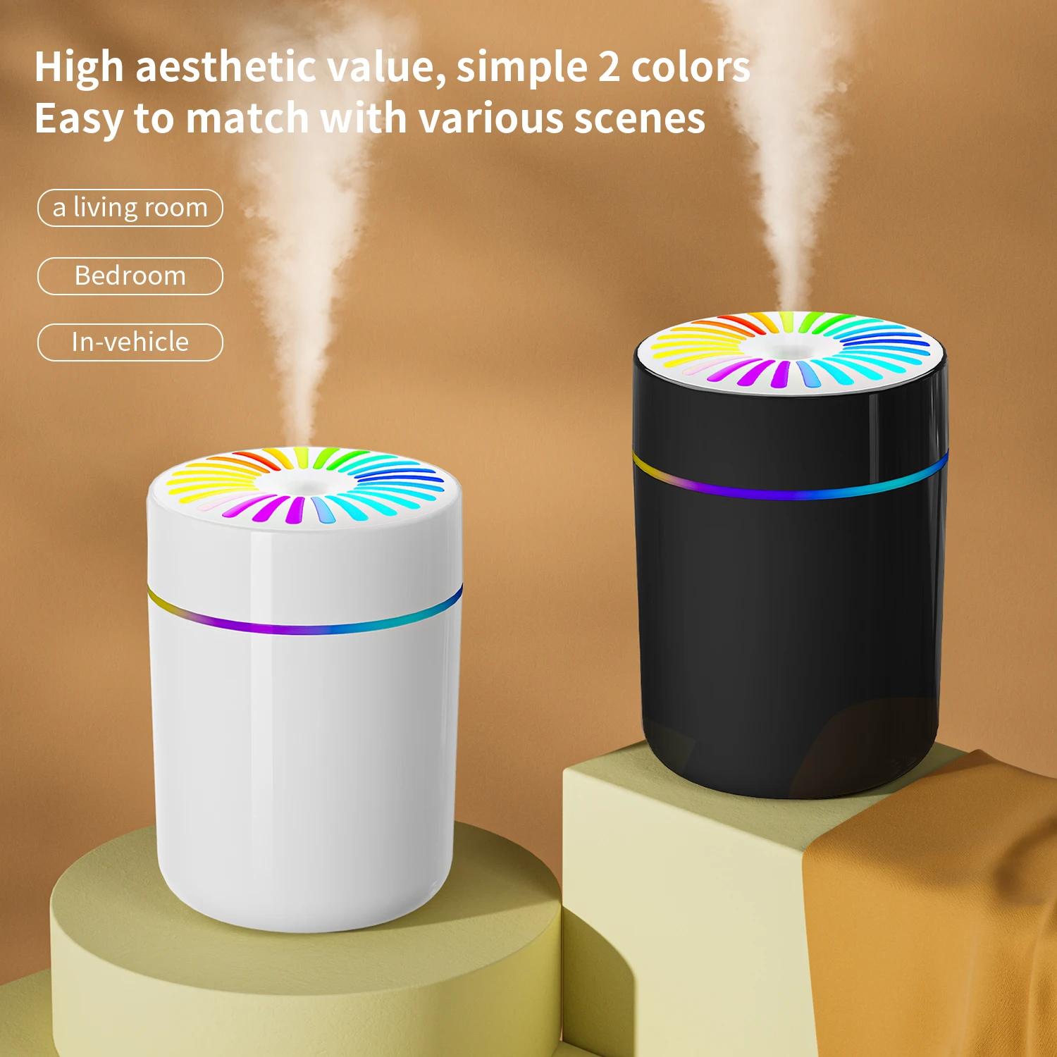 

Мини-автомобильный USB-увлажнитель, портативный увлажнитель, красочный увлажнитель с беговым фонарем, подходит для внутреннего офиса, автомобильный очиститель воздуха