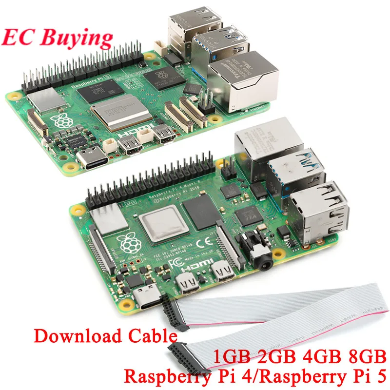 Raspberry Pi 4 5 Pi4 Pi5 8GB 4GB 2GB 1GB Computer Laptop Quad-Core Arm Cortex-A72 A76 2.4GHz 64bit Bluetooth5.0 BLE Wireless