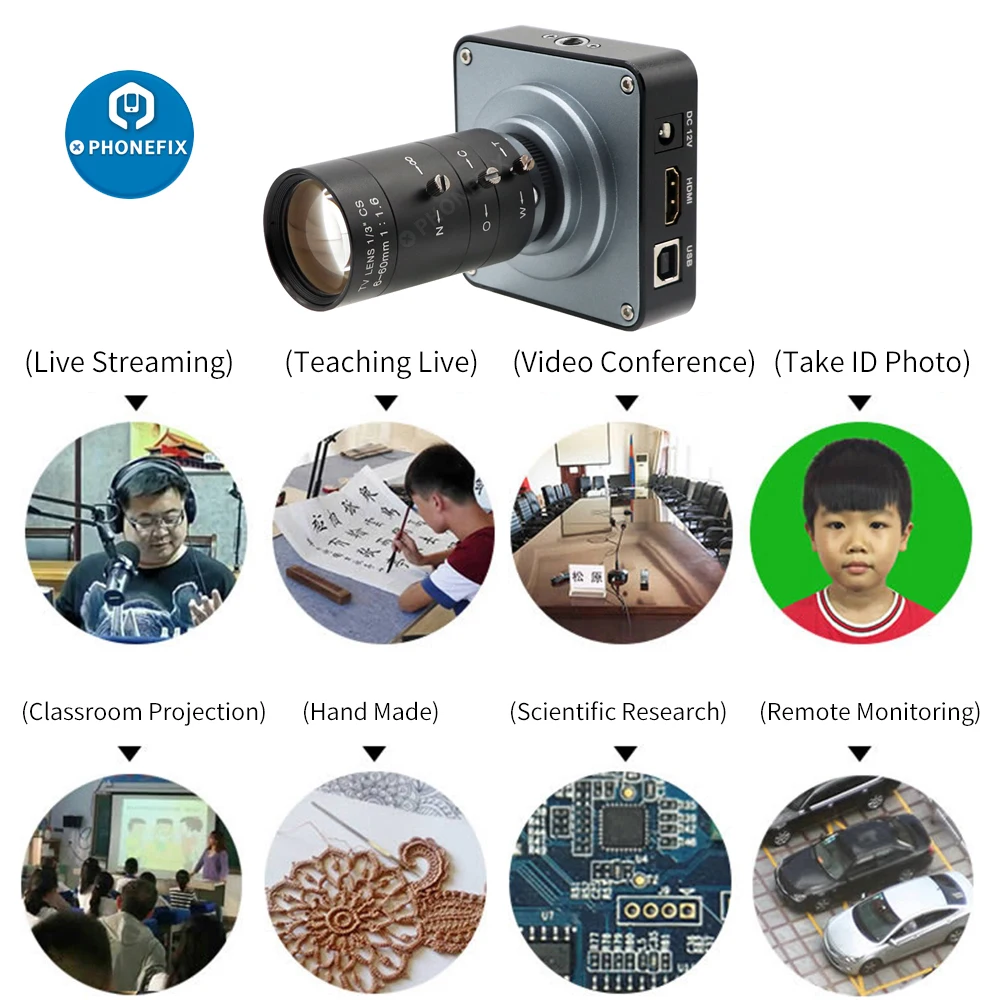 Imagem -06 - Webcam Hdmi Live Streaming 3800w hd 60fps Indústria 2k Montagem c ou cs Lente Varifocal 612 mm 660 mm 3800w 1080p