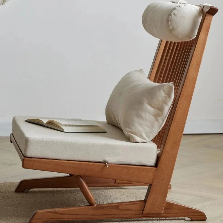 Japanese solid wood lazy sofa Nakajima George recliner high back sofa